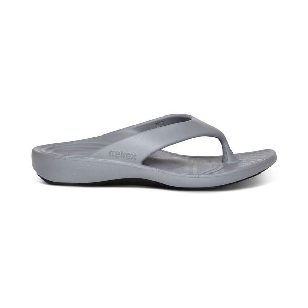 Aetrex Women's Maui Flip Flops - Grey | USA LAPM0AG